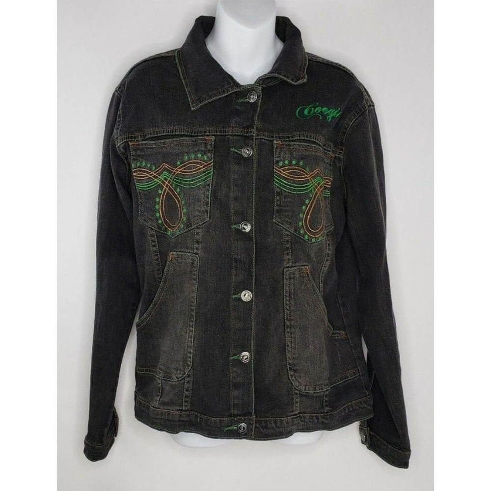 Coogi Australia Women Hip Hop Patches Denim Jacket